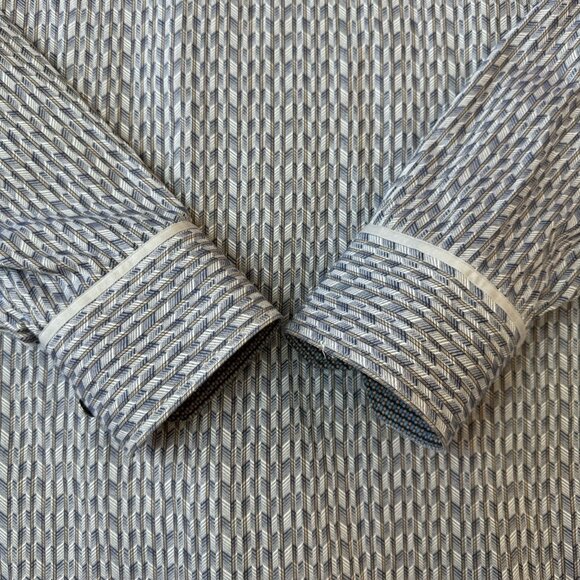7 Downie St Button Down Shirt Mens Size 4 Large Flip Cuff Geometric Blue - Picture 4 of 7